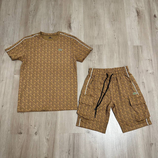 Conjunto corto Lacost marrón